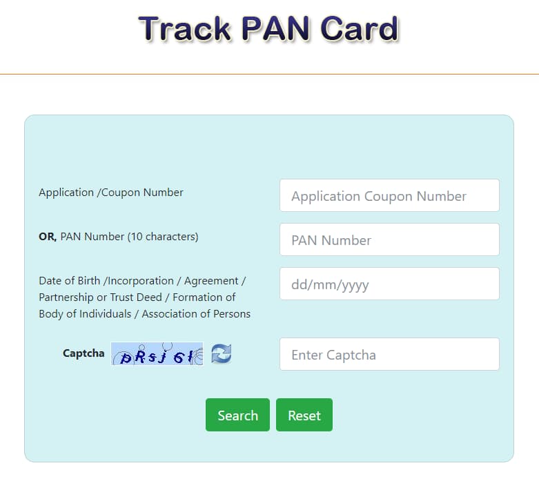 Track PAN Card Application Status